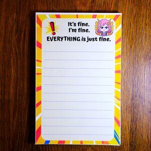 Handmade Everything is Fine Notepad, organize, pages, tasks, calls, gift